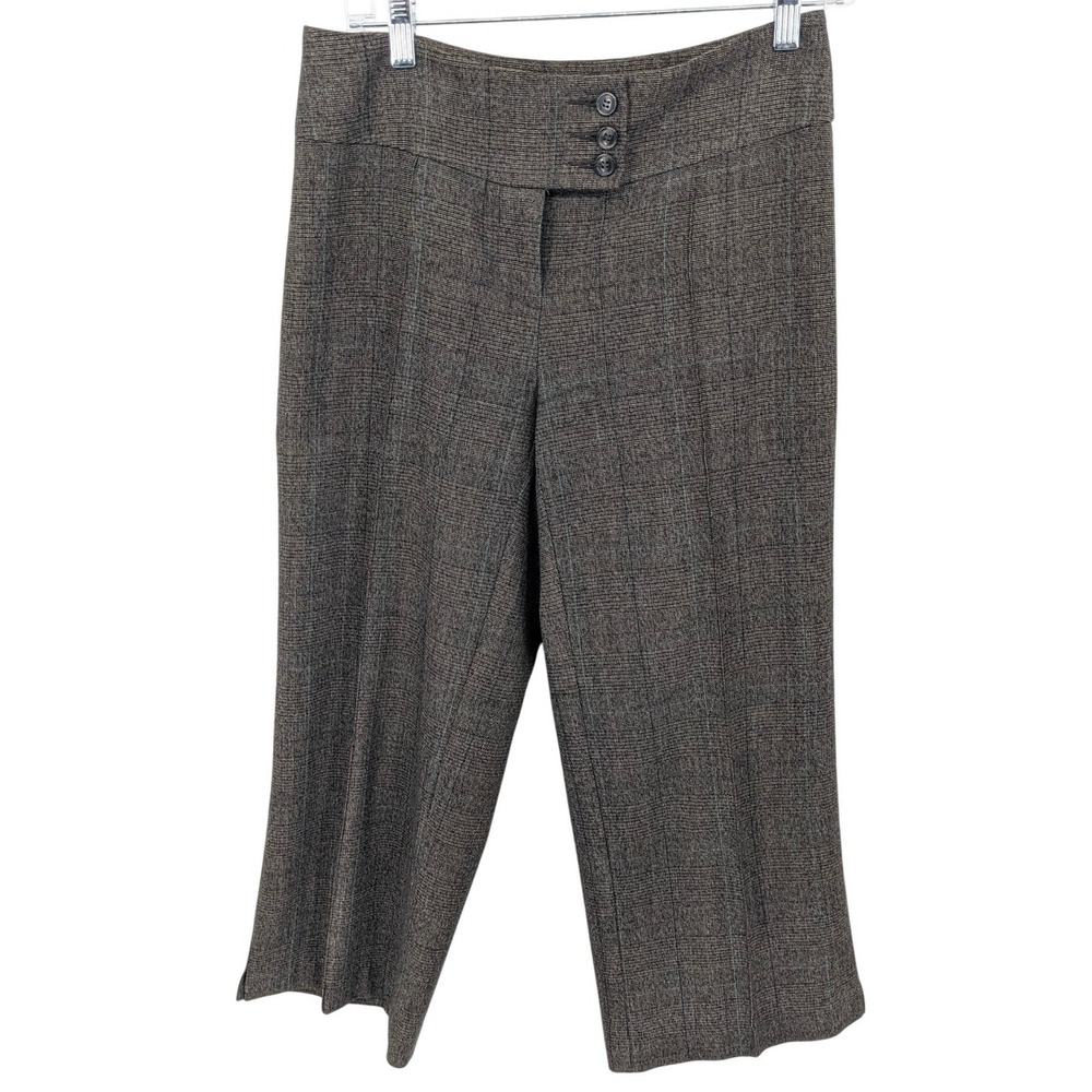 Cabi Plaid Pants Womens 2 Brown Cropped Career Academia Preppy Professional